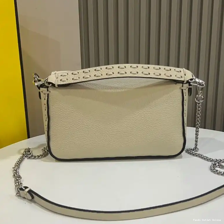 Cheap Romano Fendi Beige Cuoio Mini In Baguette Bag Leather Selleria 0521